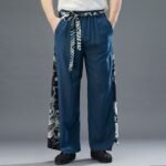 Improved Hanfu retro printed cotton and linen casual pants - Image 3