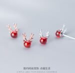 S925 sterling silver pomegranate red elk antler earrings femininity earrings design sense niche fashion 131ED - Image 6