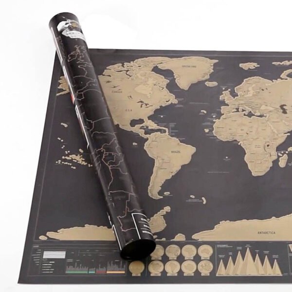 Cross-border Hot Selling Scratch Map World Edition Large Black Gold Scratchable Tourist Map Hanging Painting Scratch Map