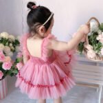 New tutu skirt 2 generation flying sleeve girls dress Spanish children's clothing baby tutu skirt suspender princess skirt - Image 4