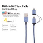 D8 2 in 1 Lightning Micro USB Data Cable for All Iphone Android Mobile Phone High Quality Fast Chargin PSC-0428