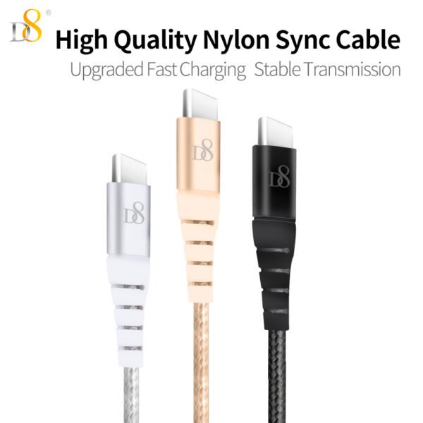 D8 Nylon braided Type-C power  sync cable