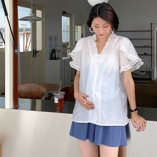 Factory direct sale summer breathable maternity shorts maternity wide leg pants pleated pants fashion korean belly pants maternity wear