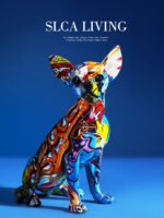 Simple and creative living room water transfer dog ornaments home porch wine cabinet office decoration resin crafts ornaments