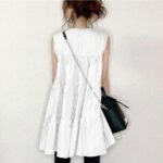 Spot Japanese 2022 summer new sleeveless simple layered short cotton dress - Image 3