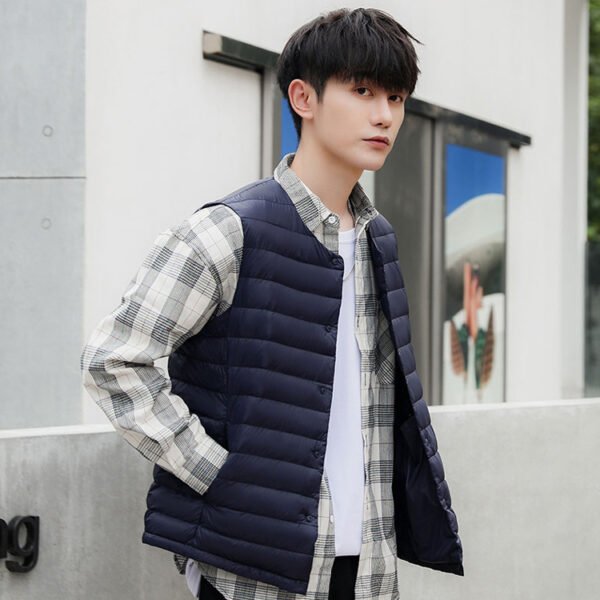 2025 new crew neck V-neck men's vest 90 white duck down light down jacket wears men's liner plus-size shoulders