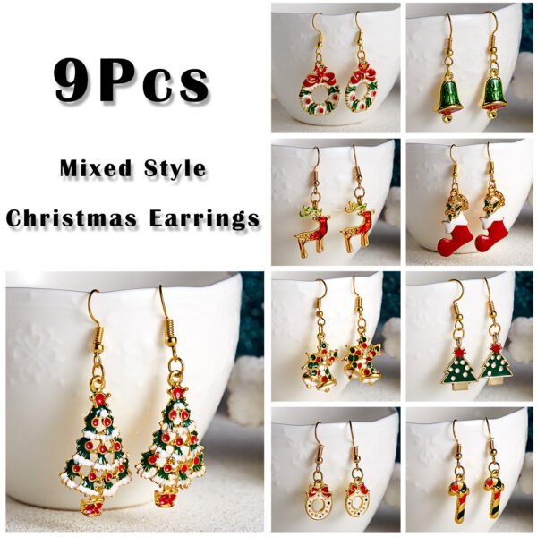Europe and the United States hot selling Christmas earrings Christmas decoration earrings fashion ear hook type Christmas tree earrings spot wholesale