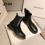 ZHR women's boots simple and versatile thick-soled heightening Chelsea boots women's fashion elastic stitching flat bottom boots women's temperament commuting slip-on boots women's comfortable skin-friendly BL87 - Image 9