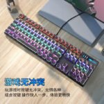 MageGee Mechanical Punk Colorful Backlit Wired Keyboard 104 Key Square Keycap Mechanical Keyboard Retro Punk Keyboard Notebook Desktop Computer Keyboard Black Mixed Light Green Axis - Image 4