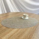 Japanese bamboo pattern heat insulation placemat oval thickened tableware mat hotel PVC mat solid color home kitchen mat coaster - Image 8