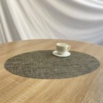Japanese bamboo pattern heat insulation placemat oval thickened tableware mat hotel PVC mat solid color home kitchen mat coaster - Image 7