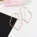 European and American minimalist personality design sense irregular geometric metal line shape Korean temperament all-match hipster earrings - Image 2