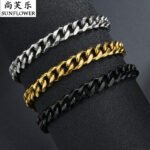 European and American hip-hop hiphop stainless steel fashion six-sided grinding Cuban chain cross-border hot style simple titanium steel bracelet for men