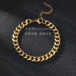 European and American hip-hop hiphop stainless steel fashion six-sided grinding Cuban chain cross-border hot style simple titanium steel bracelet for men - Image 2