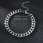 European and American hip-hop hiphop stainless steel fashion six-sided grinding Cuban chain cross-border hot style simple titanium steel bracelet for men - Image 4