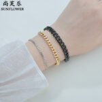 European and American hip-hop hiphop stainless steel fashion six-sided grinding Cuban chain cross-border hot style simple titanium steel bracelet for men - Image 3