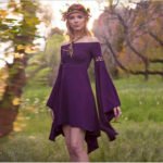 Retro solid color field casual dress long sleeve one shoulder elastic skirt factory direct sales big discount - Image 2