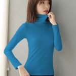 Cotton pile pile collar undershirt on behalf of autumn and winter slim inner with high neck long sleeve t-shirt versatile top women's wholesale - Image 4