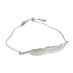 218 Korean version of ins niche texture temperament simple leaves leaf S925 sterling silver bracelet female - Image 5