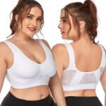 European and American cross-border large size new hollow mesh sports underwear women's no steel ring shockproof yoga running sports bra - Image 2