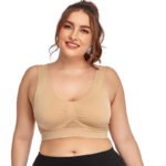 European and American cross-border large size new hollow mesh sports underwear women's no steel ring shockproof yoga running sports bra - Image 5