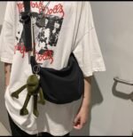 Trend fashion casual commuter ladies shoulder bag simple solid color canvas men's bag Japanese ins tide brand Messenger bag - Image 3