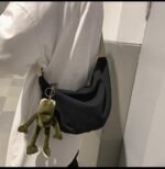 Trend fashion casual commuter ladies shoulder bag simple solid color canvas men's bag Japanese ins tide brand Messenger bag - Image 2