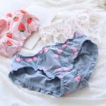Japanese underwear fungus mid-waist breathable cherry strawberry print girl underwear ruffled bread pants 3777 - Image 4