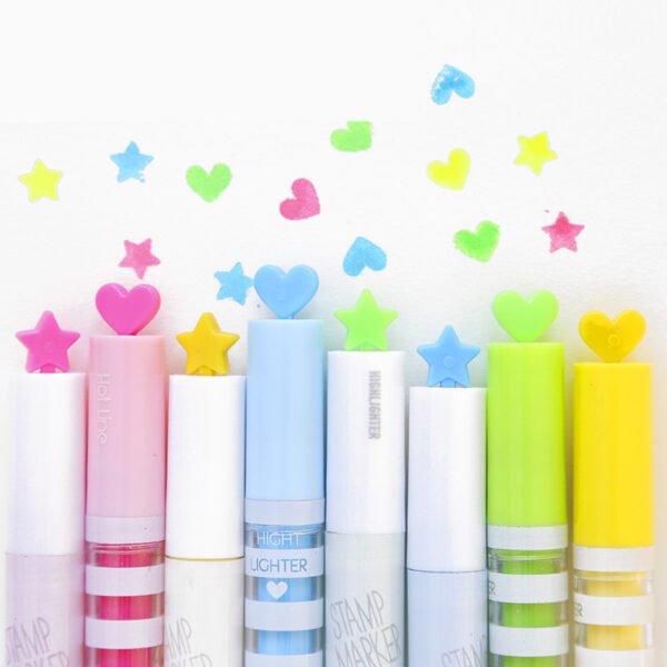 Orange forest orange student supplies Korean stationery cute mini five-pointed star seal pen creative color highlighter