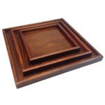 Japanese-style square brown solid wood tray wooden fruit wooden plate hotel supplies dried fruit plate square wooden plate