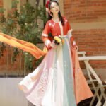 Tang style Han style embroidered straight collar half arm waist length skirt - Image 3