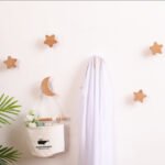 Zakka Nordic solid wood wall hook free punch porch wall stick hook coat hat star moon creative - Image 2