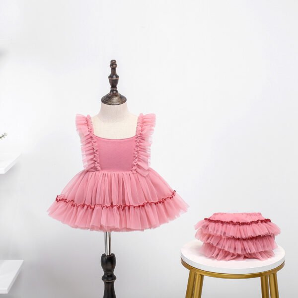 New tutu skirt 2 generation flying sleeve girls dress Spanish children's clothing baby tutu skirt suspender princess skirt