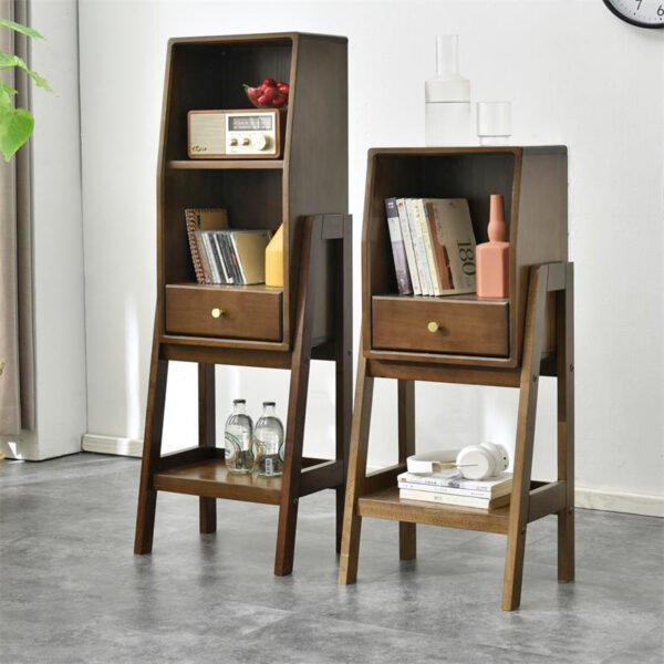 Jiayi shelf solid wood floor bookshelf Nordic style storage rack simple wooden living room TV side cabinet