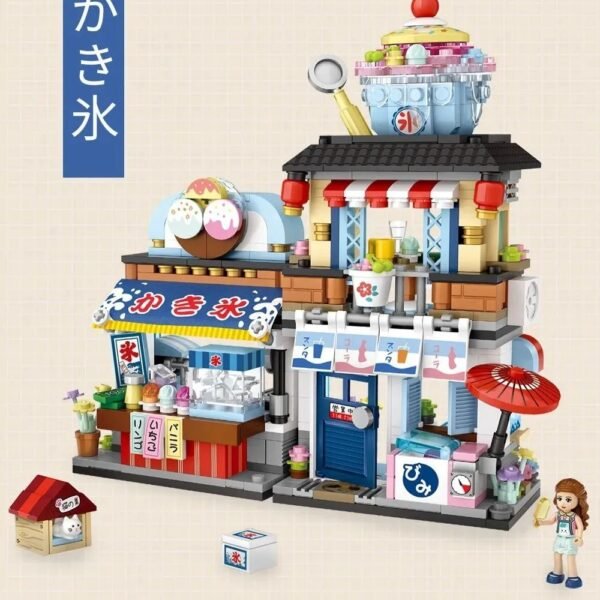 LOZ Lizhi diamond particles MINI Japanese-style street view street takoyaki shop shaved ice shop assembled and inserted building block toys