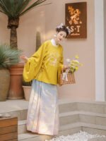 Ming Dynasty Han style round neck patchwork printed heavy engineering horseface skirt - Image 3