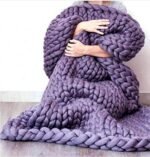 Nordic coarse wool hand-woven blanket wool blanket Iceland wool knitted blanket blanket newborn photography props - Image 2