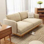 Fabric sofa small apartment living room Nordic simple double triple Japanese style log wind rental room bedroom small sofa - Image 3