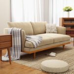 Fabric sofa small apartment living room Nordic simple double triple Japanese style log wind rental room bedroom small sofa - Image 2