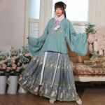 Ming Dynasty Han style round neck patchwork printed horseface skirt