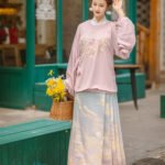Ming Dynasty Han style round neck patchwork printed heavy engineering horseface skirt