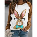 Factory direct sale Amazon wish European and American women's clothing cross-border Thanksgiving animal print round neck long sleeve T-shirt - Image 2