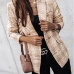 2023 European and American autumn and winter new cross-border women's hot suits, long-sleeved double-breasted printed suit jackets, tops - Image 3