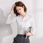 Langsha long-sleeved white shirt women's autumn loose commuter professional shirt women's spring temperament v-neck formal white shirt 38 - Image 2