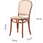 American rustic solid wood dining chair home leisure retro single back rattan chair study restaurant hotel rattan chair - Image 5