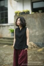 Dazhuo's new product background butterfly button gentle and charming sleeveless shirt 60503 - Image 2