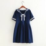 Summer new navy style pure tie Japanese sailor suit college style dress female 10573 - Image 3