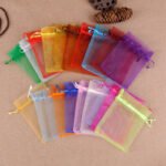 Beifute color mesh bag mesh bundle pocket organza bundle mouth gift bag packing bag solid color pearl yarn bag - Image 3