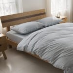 MUJI Japanese-style good washed cotton solid color four-piece set simple cotton bedding fitted sheet 1.5/1.8M - Image 8