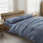 MUJI Japanese-style good washed cotton solid color four-piece set simple cotton bedding fitted sheet 1.5/1.8M - Image 3